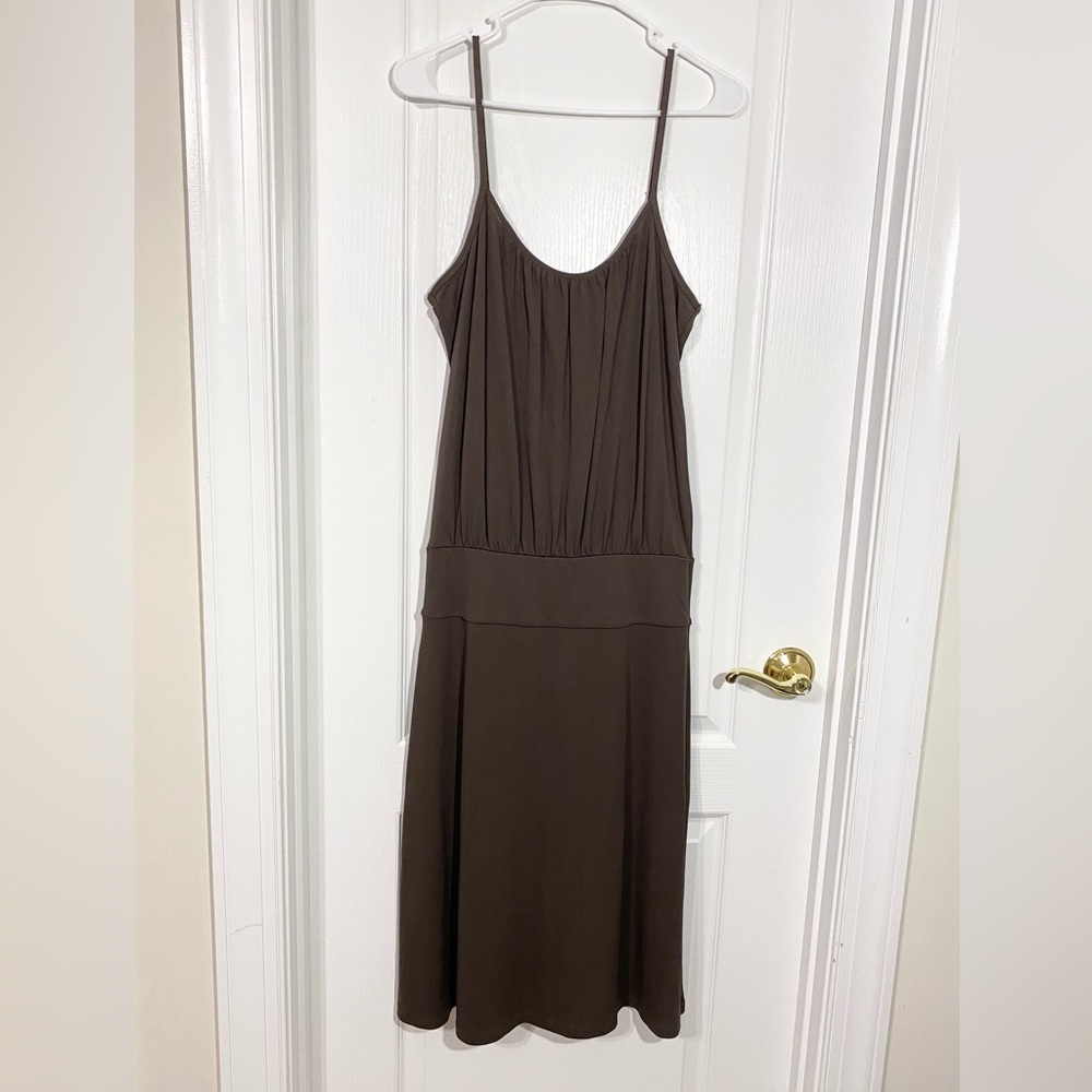 Y2K Liz Claiborne Drop Waist Spaghetti Strap Stretch Dress Brown Size Medium